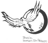Drawing of a bird in flight, signed Jessie, Woman in Prison